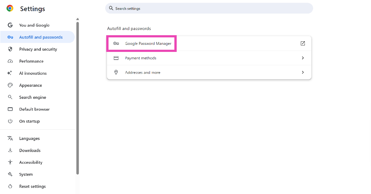 Step 3: Click on Google Password Manager.
