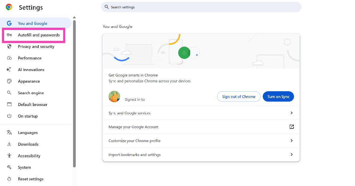 autofill and passwords