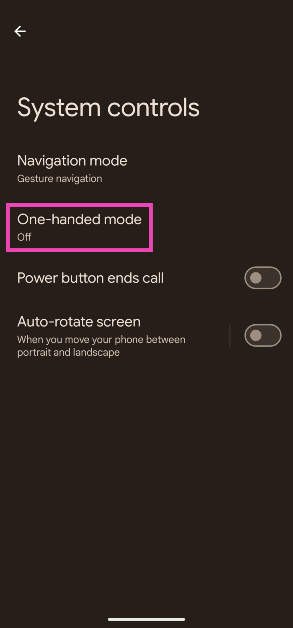 Step 4: Tap on One-handed mode.