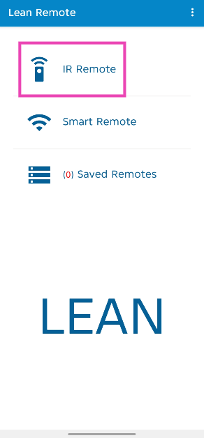 Step 2: Launch the app and tap on IR Remote.