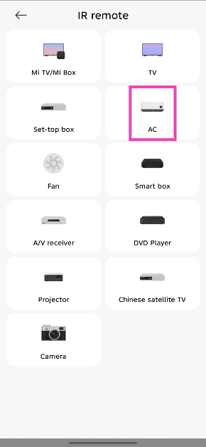 Step 3: Select a device or appliance.
