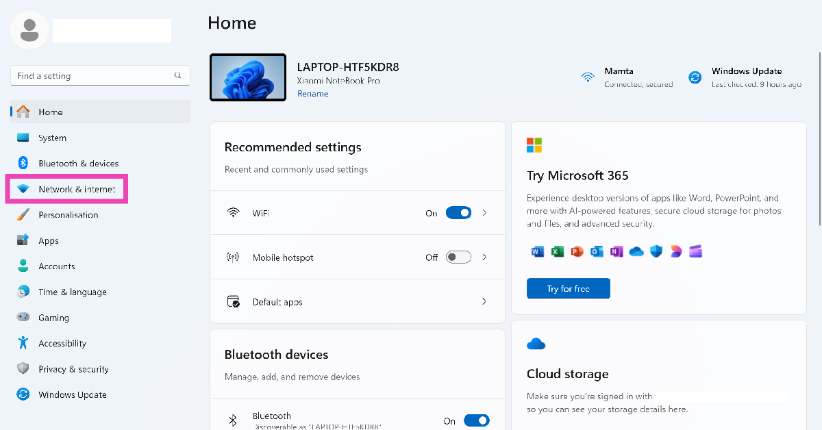 Step 1: On your Windows 11 PC, go to Settings and select Network & internet from the sidebar.
