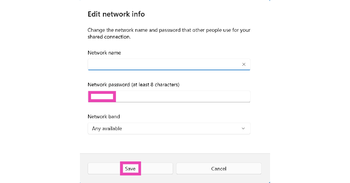 Step 4: To change the name and password, hit the Edit button next to Network properties.