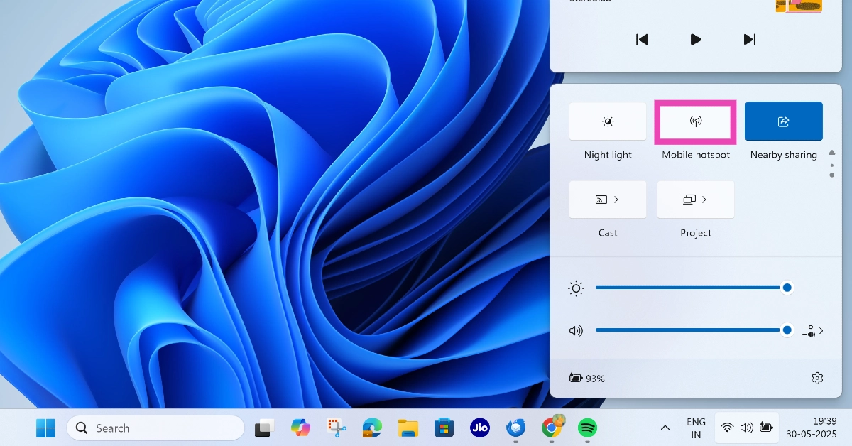Step 2: Scroll through the quick settings tiles and click on hotspot.