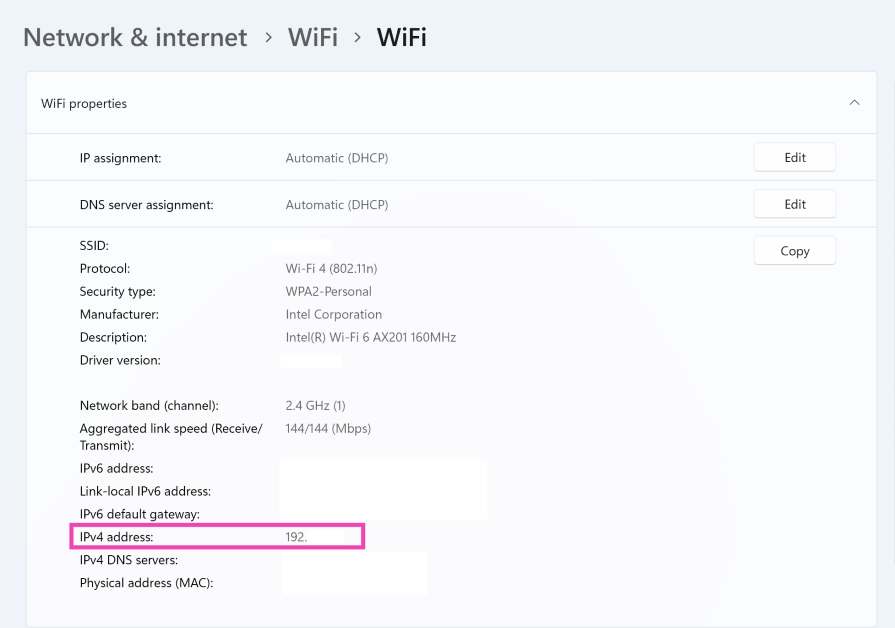 Step 4: The IP address will be listed next to IPv4 address.