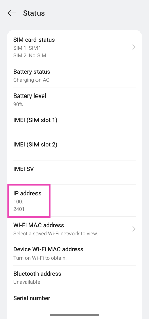 Step 3: Check the IP address field.