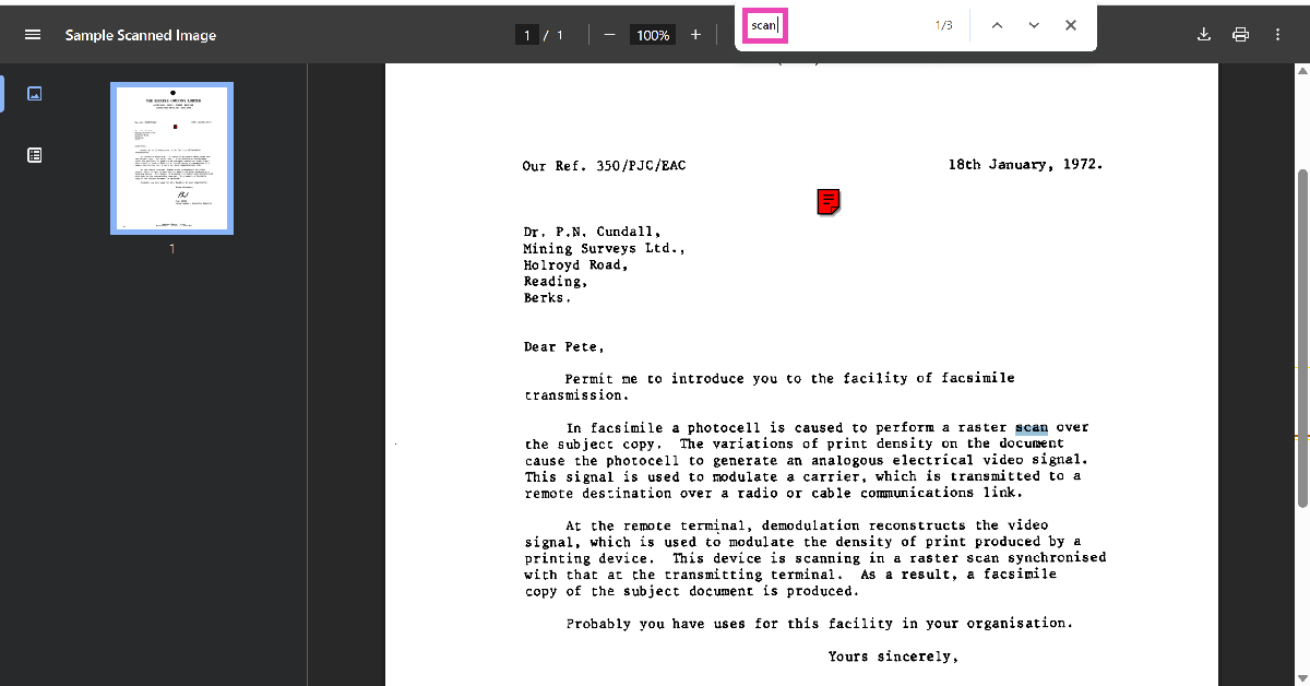 Step 4: Press Ctrl + F to search for a word in the PDF.