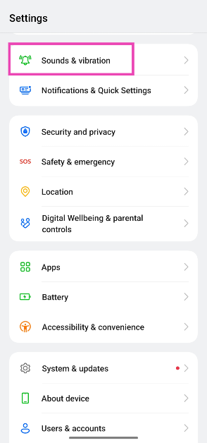 Step 1: Go to Settings and select Sounds & vibration.