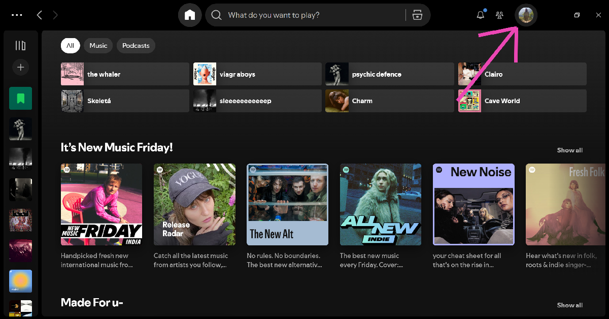 Step 2: Click your profile picture next to the minimise icon. How to disable Canvas and restore album covers on Spotify