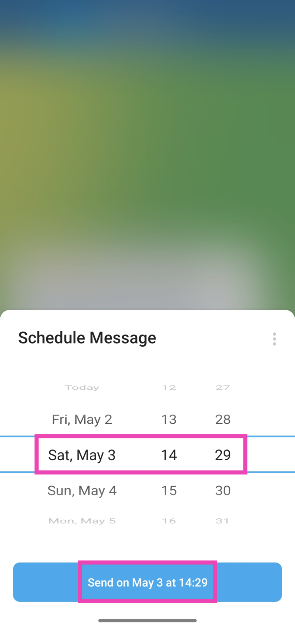Step 4: Set the date and time and hit Send.