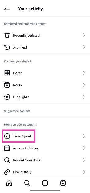 Step 5: Tap on Time spent.