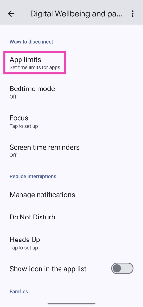 Step 2: Tap on App limits.