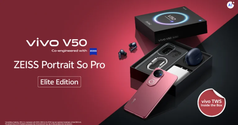 Vivo V50 Elite with 6,000mAh battery; shipped with Vivo TWS 3e earphones