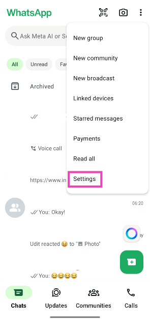 Step 3: Go to Settings.
