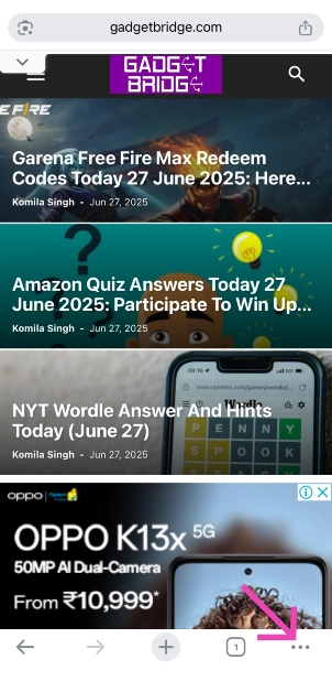 Step 2: Tap on Move address bar to bottom.