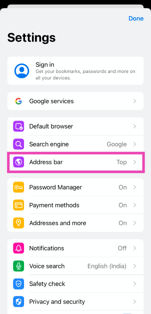 Step 3: Tap on Address bar.