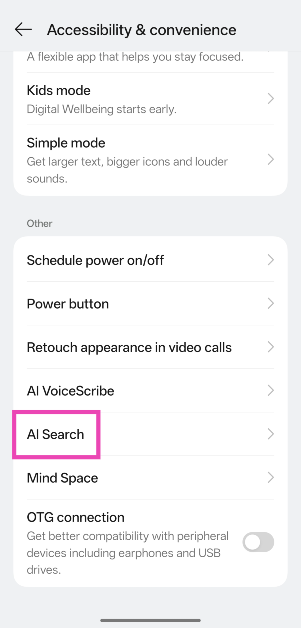 Step 3: Tap on AI Search.