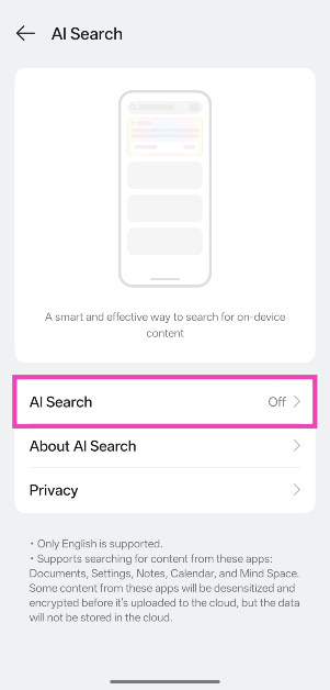 Step 4: Tap on AI Search again.