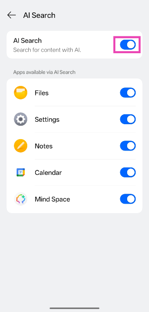 Step 5: Turn on the toggle switch next to AI Search.