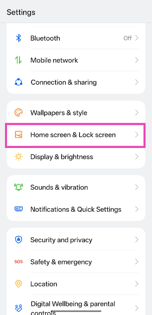 Step 7: Go back to Settings and select Home screen & Lock screen.