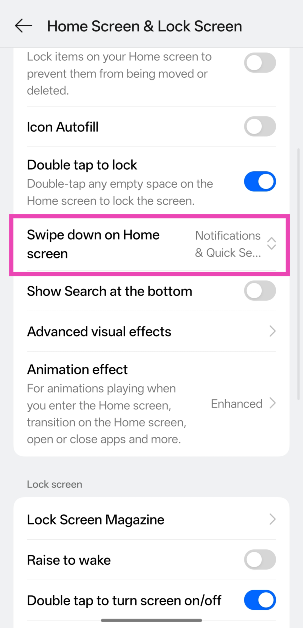 Step 8: Tap on Swipe down on Home screen.