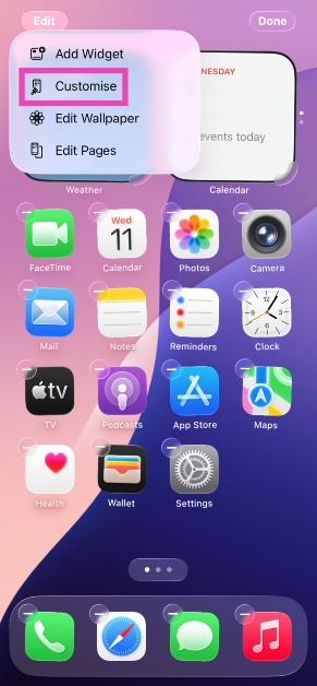 Step 4: Tap on Customise. How to get the clear Liquid Glass look on iPhone