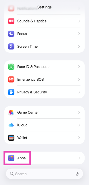 Step 1: Go to Settings and select Apps.