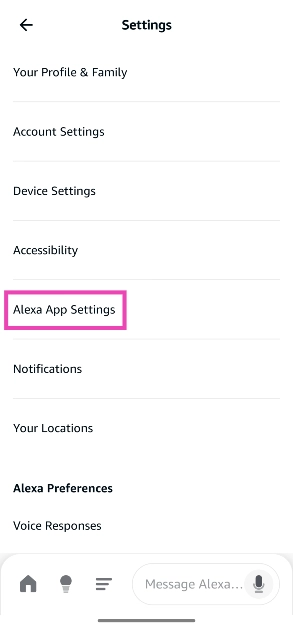 Step 4: Tap on Alexa App Settings.