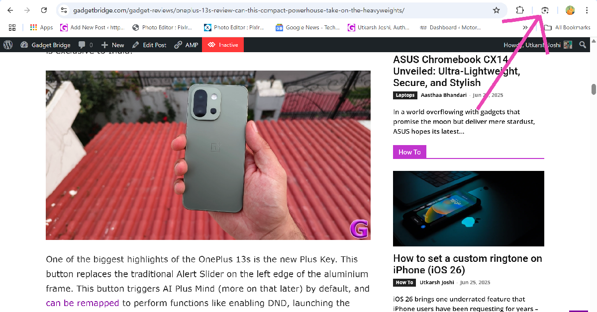 Step 5: Click the Google Lens icon in the toolbar.