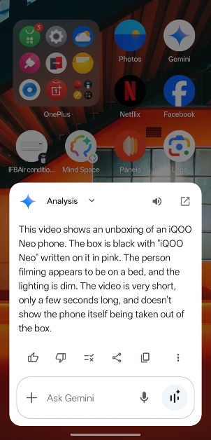 Step 7: Hit Send. Gemini will analyse the video and answer your query.