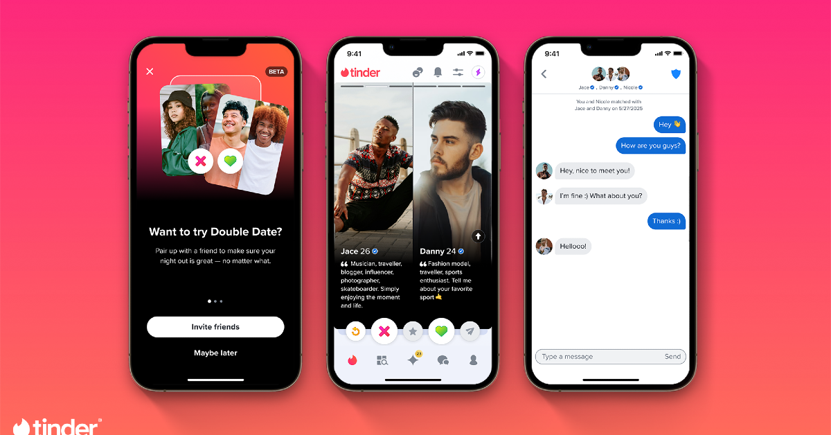 Tinder brings the Double Date feature; Invite up to three friends to create a pair