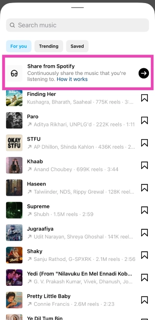 Step 8: Tap on Share from Spotify.