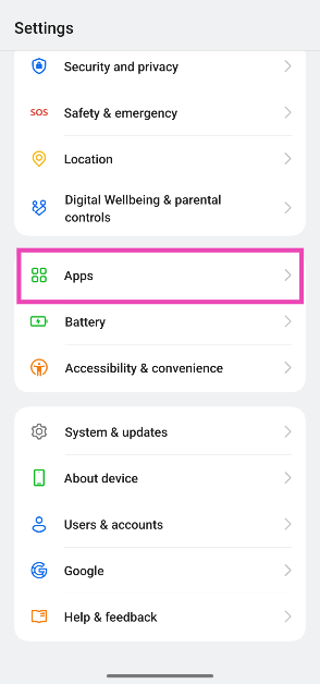 Step 1: Go to Settings and select Apps.