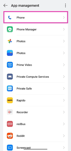 Step 2: Select the dialer app.