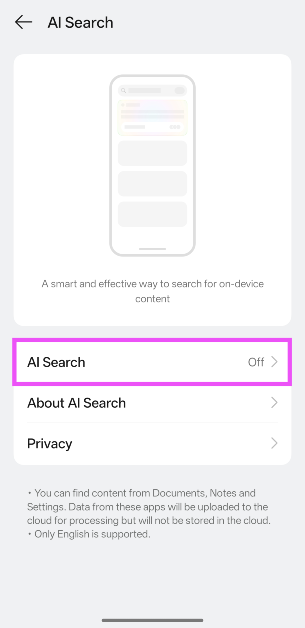 Step 4: Tap on AI Search again.