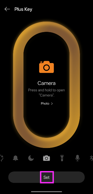 Step 4: Hit Set under a function to assign it to the Plus key.