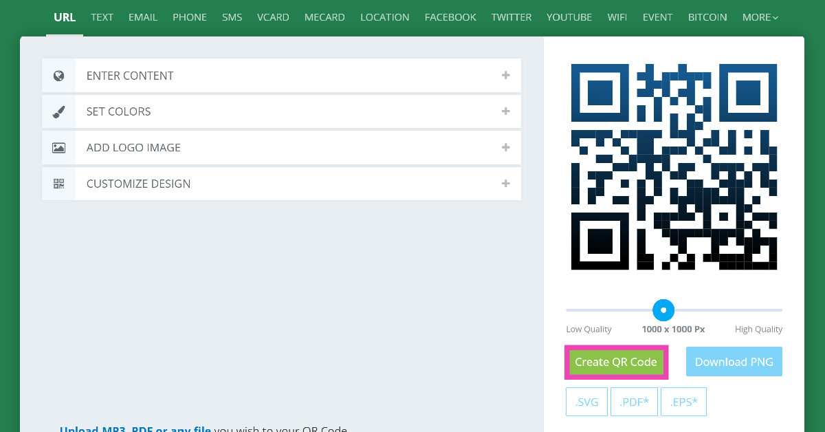 Step 4: Hit Create QR Code.