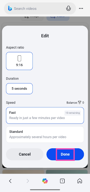 Step 5: Hit the filter icon to set the aspect ratio and duration for the video. How to create a video using Bing AI for free