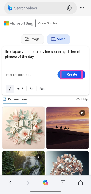 Step 6: Go back and hit Create. How to create a video using Bing AI for free