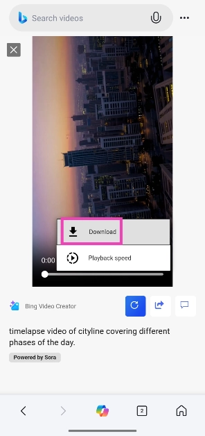 Step 9: Hit the ellipses in the video player. How to create a video using Bing AI for free