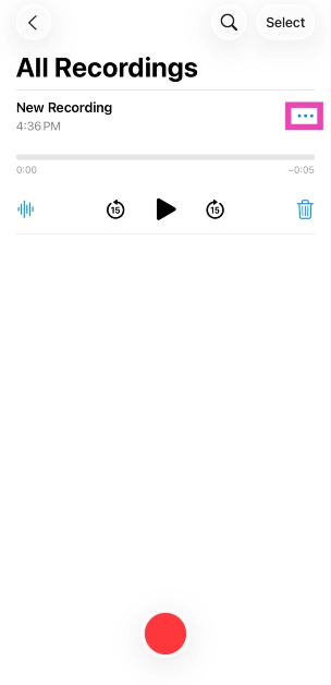 Step 2: Hit the ellipses next to the voice memo you want to set as the ringtone.