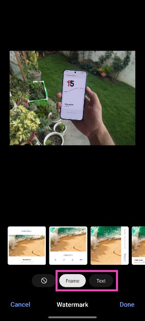 Step 4: Choose whether you want to add a frame to the photograph or simply want to overlay text on it.