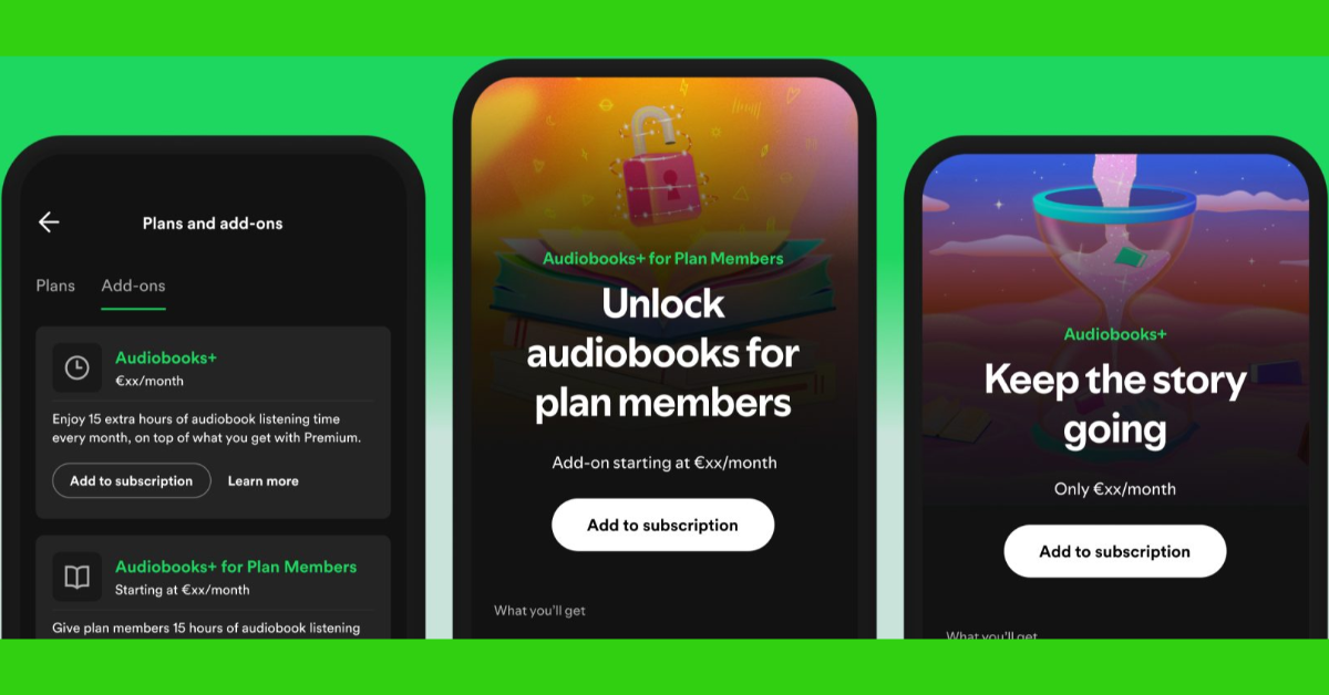 Spotify announced two new add-on subscriptions to Audiobooks+