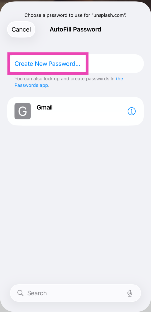 Step 5: Tap on Create New Password.