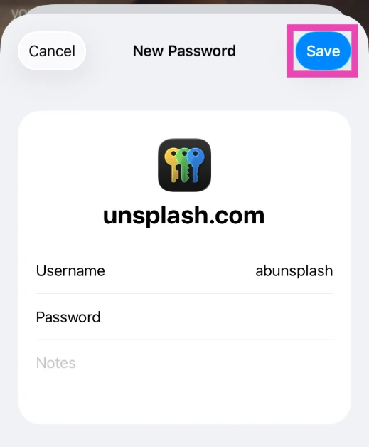 Step 6: Enter your username and move to the password field. How to generate, save, and share passwords using the iPhone app