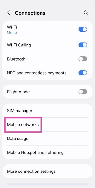 Step 2: Tap on Mobile networks.