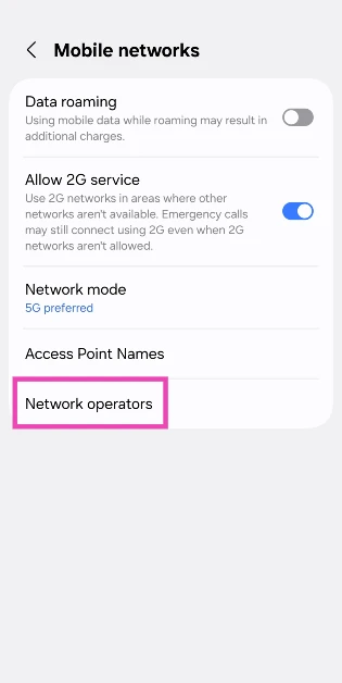 Step 3: Tap on Network operators.