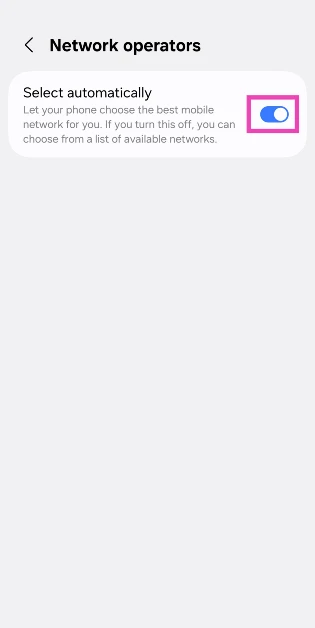 Step 4: Turn off the toggle switch next to Select automatically.