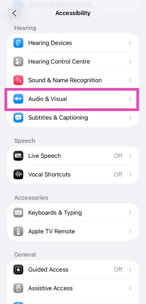 Step 2: Tap on Audio & Visual. 10 Easy Ways to Fix 'iPhone Volume Goes Down Automatically'