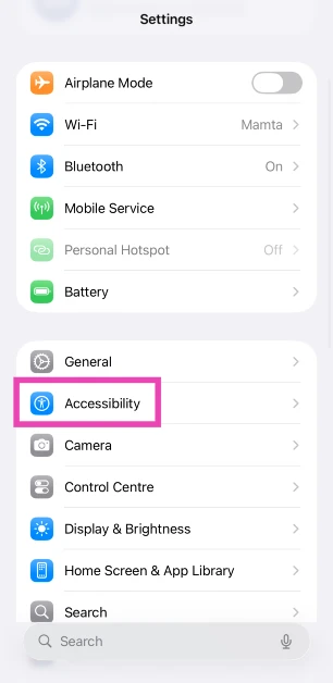 Step 1: Go to Settings and hit Accessibility.